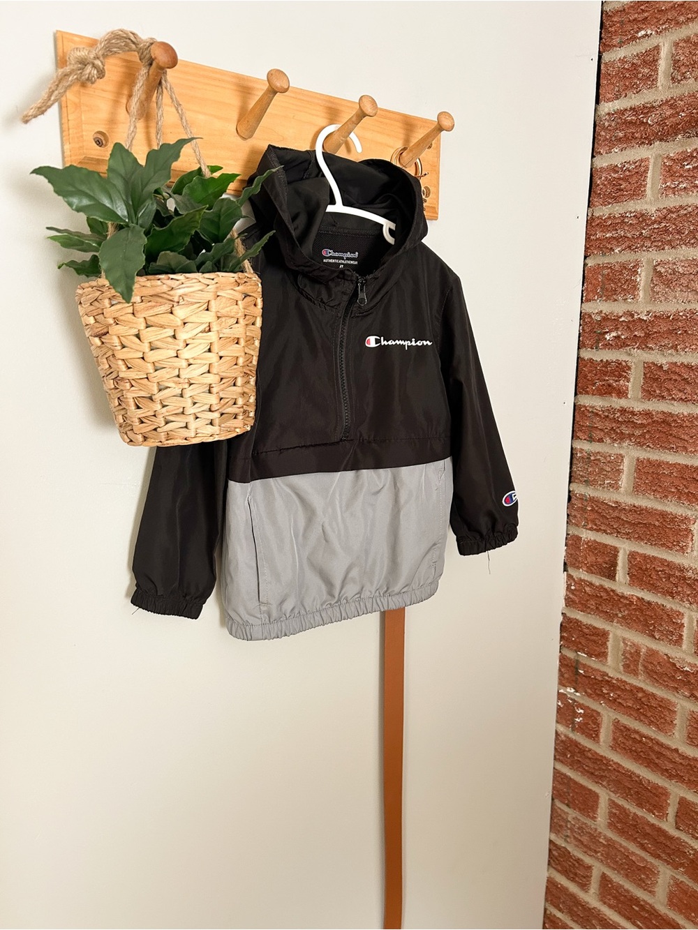 Champion Kids Black and Gray Hooded Windbreaker